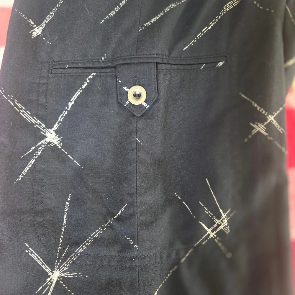 Vtg 90s Le Coq Sportif Joggers M Black Geometric Star Print Blokecore Track Pant